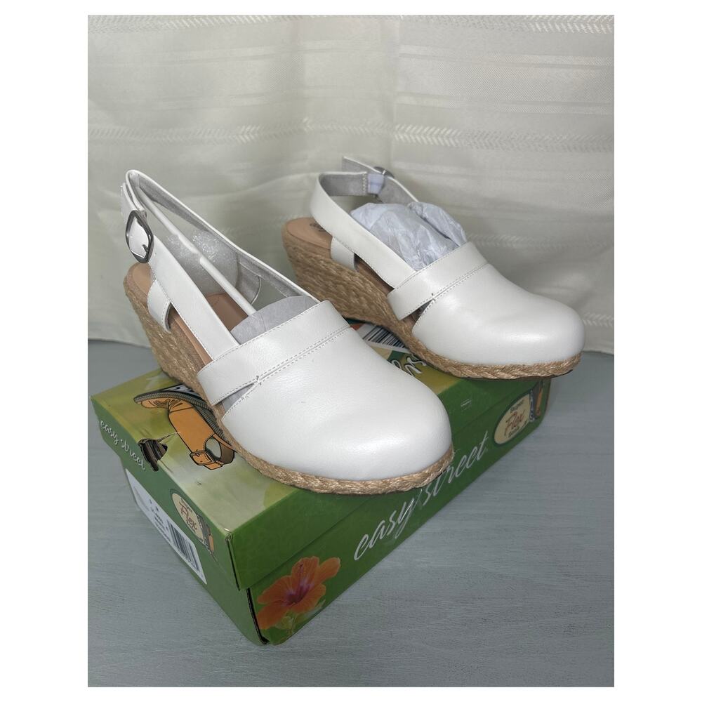 Easy Street Stargaze Espadrille Wedge Sandals White Womens Size 9M - Picture 2 of 11